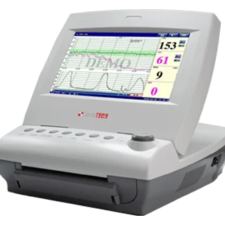 An angled front view image of the CardioTech GT-1500 Fetal Monitor with the screen tilted up and parameters displayed.