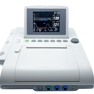 Front view of a white CardioTech GT-1300 Fetal Monitor with an active screen.