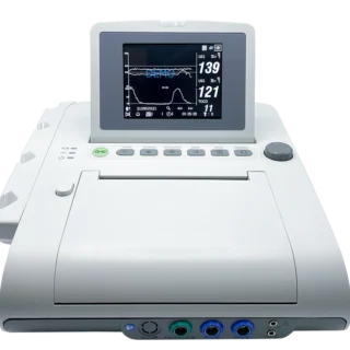 Front view of a white CardioTech GT-1300 Fetal Monitor with an active screen.