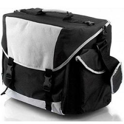 The Edan Carrying Bag is black with white accents and two straps to secure a fetal monitor.