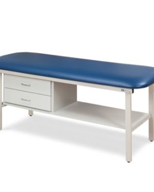 Clinton Flat Top, Alpha Series, Straight Line Treatment Table/Shelf and Two Drawers