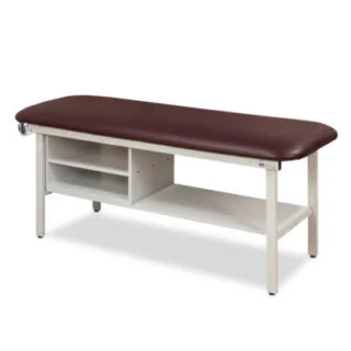 Clinton Flat Top, Alpha Series, Straight Line Treatment Table with Shelving