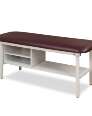 Clinton Flat Top, Alpha Series, Straight Line Treatment Table with Shelving