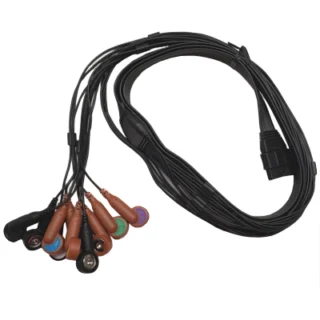 Schiller 10-wire black ribbon type patient cable, snap type, AHA for FT-1