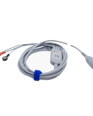 Edan 3-lead ECG integrated cable with snap lead wires (AHA, Defibrillation)